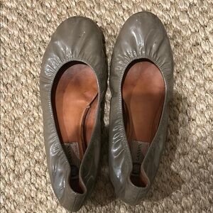 Lanvin Gray Leather Ballet Flats with Elastic Edge